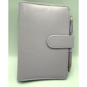 Light Lavender Faux Leather 6 Ring Binder Planner with Pen Loop & Matching Pen